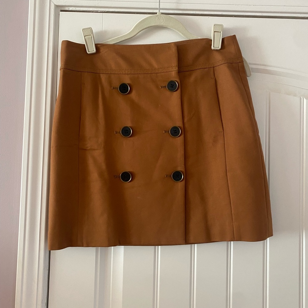 LOFT Camel Brown A-Line Mini Skirt for Work 6